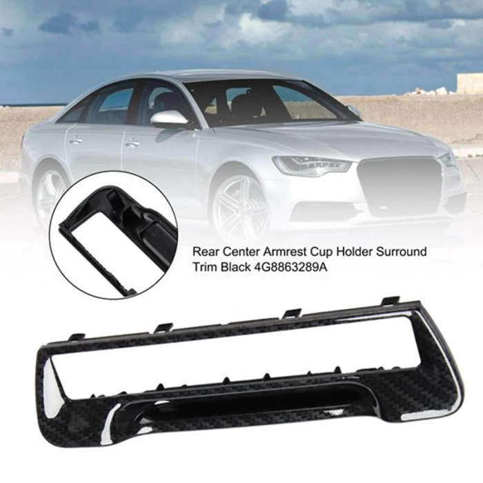 Car Rear Armrest Cup Holder Surround Trim Set Black Fit for- A6 / A7 2011-2016 8P0885995B 6PS