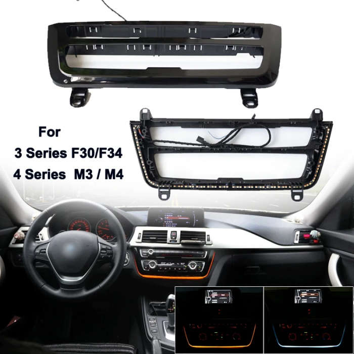 Double Color AC/Radio Trim, Dual LED Luminescent Bezel For-BMW M3 M4 Series F30 F35 3GT