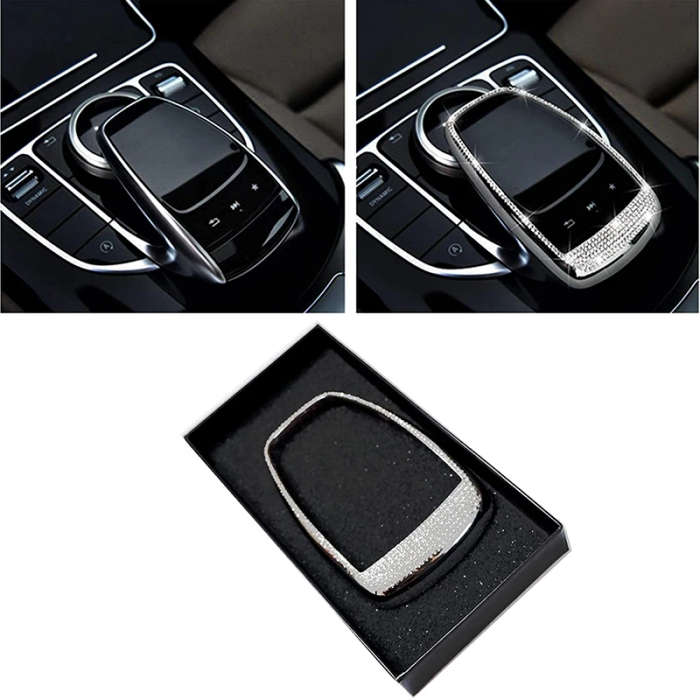 Bling Crystal Interior Media Control Emblem Cover for Mercedes Benz E300L C200L C180L E C Class GLC