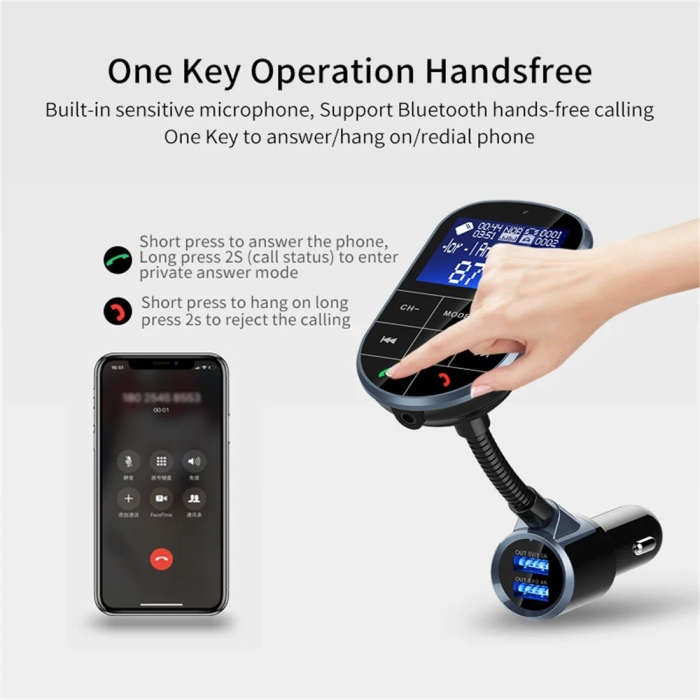 BC37 Dual USB Charging Smart Bluetooth FM Transmitter MP3 Music Player Car Kit