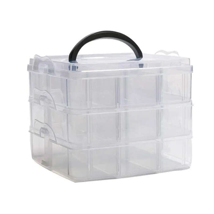 3 Tier Transparent Stackable Storage Box Organizer