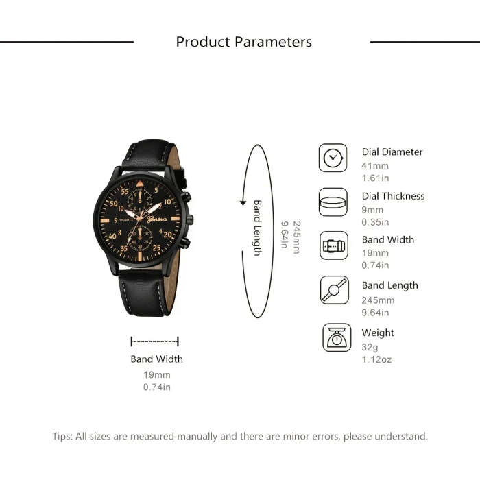 4pcs Quartz Watches Bracelet Watch Set - Black and White