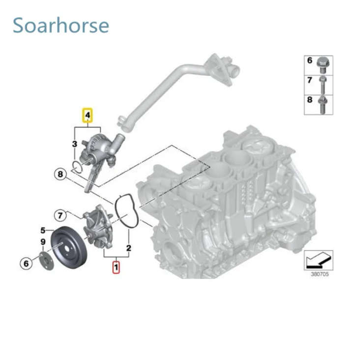 Coolant Water Pump Thermostat Housing for BMW F20 F21 F30 F31 320i 116i 118i N13 316Li 11537600584