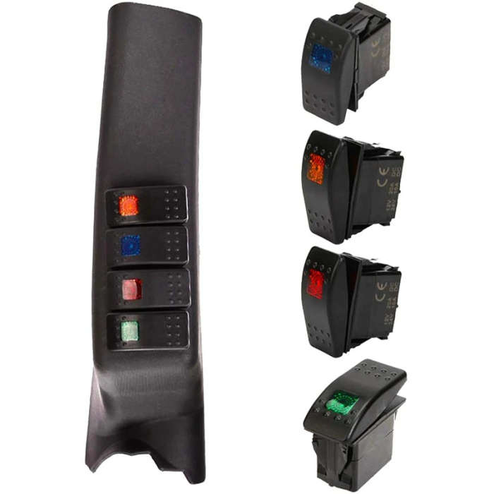 1Pcs Car Side A-Pillar 4 LED Switch Pod Panel Kit For Jeep Wrangler JK 2007-2018
