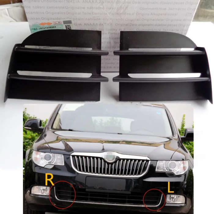 For Skoda Superb 2009-2013 Front Lower Grille Bumper Vent Fog Lamp Light Cover frame