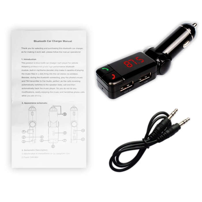 BC-06 Bluetooth Car Kit FM Transmitter Car MP3 Player with LED Display 2 USB Charger