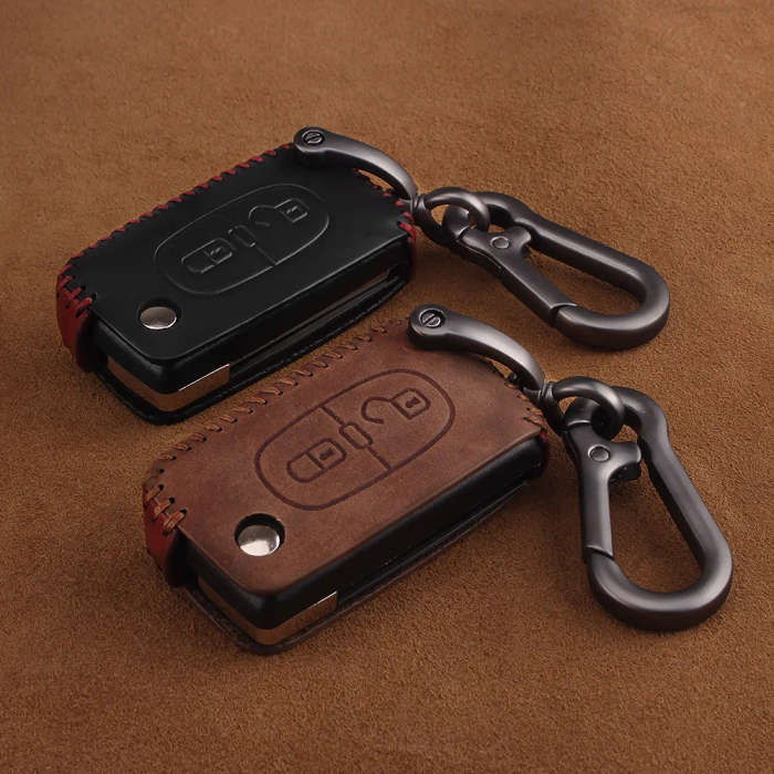 Remote 2 Buttons Car key Leather Styling Case Cover For PEUGEOT 207 307 407 408/CITROEN C2 C3 C4 C5
