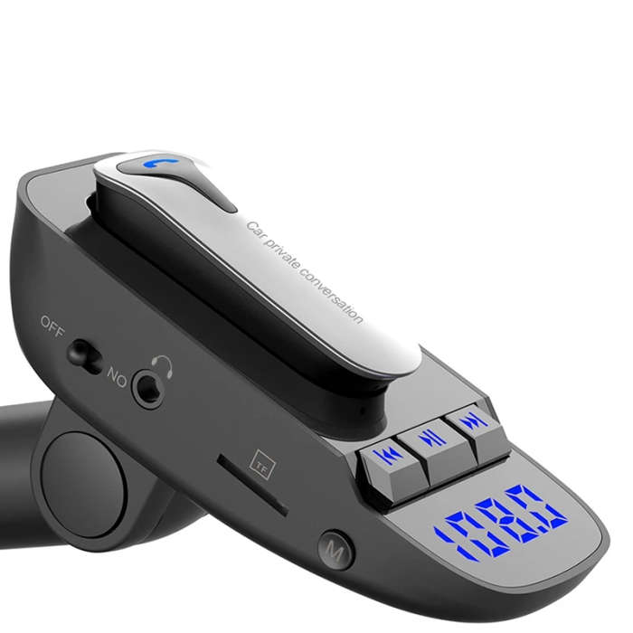 ER9 2 in 1 Hands-Free Calling Car Kit Wireless Bluetooth Headset Dual USB Charger FM Transmitter