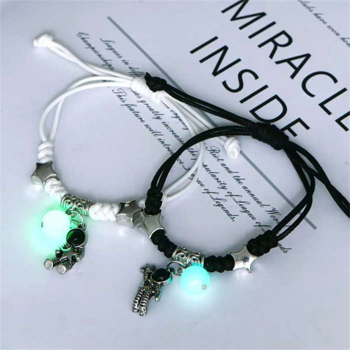 2Pcs/Set Friendship Bracelet Resin Luminous Bead Glow in the dark