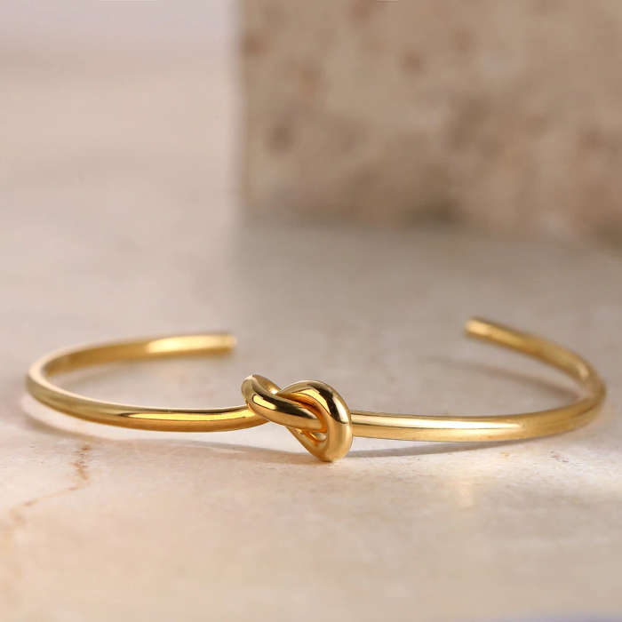 GENUINE STAINLESS STEEL Bracelets Vintage Fashion Twist Bangles - Gold