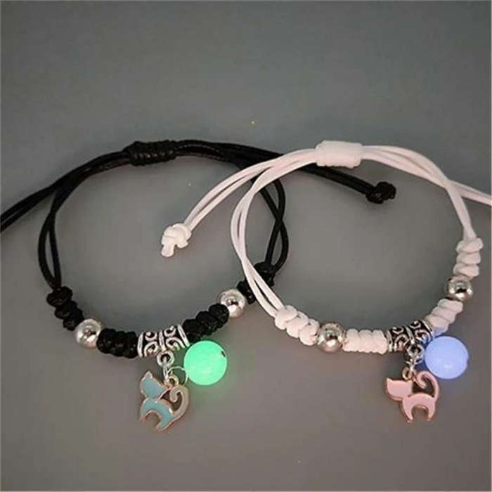 2Pcs/Set Friendship Bracelet Resin Luminous Bead Glow in the dark