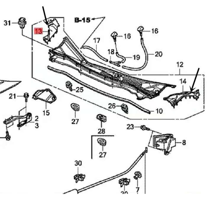 Front Windshield Wiper Cowl Side Water Guide Plate For Honda Euro Accord SPIRIOR 2008-2013