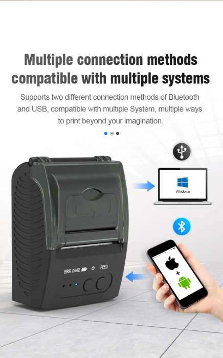 Portable USB Bluetooth Thermal Receipt Printer