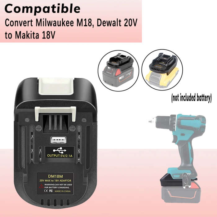 DM18M Adapter for Makita 18V Tools, for DeWalt 20V Lithium Battery to for Makita 18V Battery Cordles