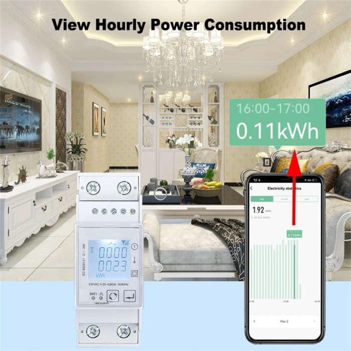 For ZigBee Technology Enabled Energy Meter Track Consumption Remotely Supports Single Phase 80A Din