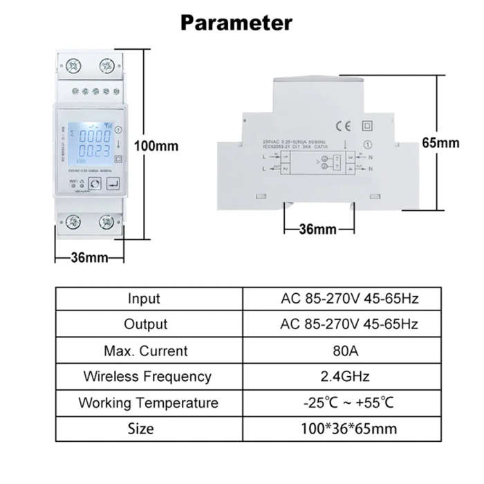 For ZigBee Technology Enabled Energy Meter Track Consumption Remotely Supports Single Phase 80A Din