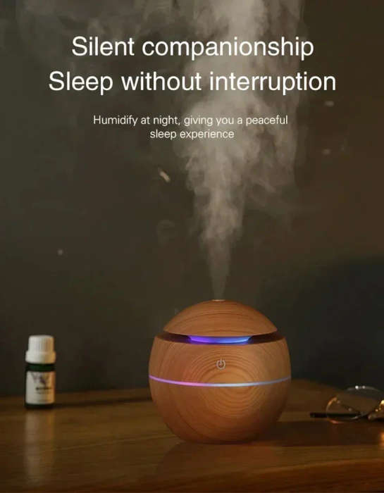Ultrasonic aroma humidifier with color changing LED