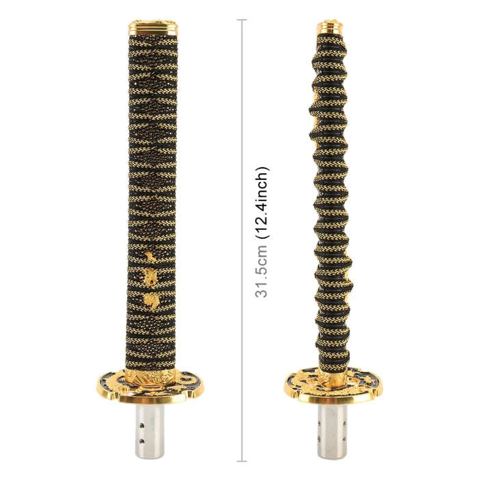 Universal Samurai Shape Manual or Automatic Gear Shift Knob, Length: 31.5cm (Gold)
