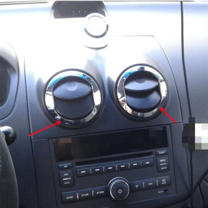 2 PCS For Chevrolet AVEO Chrome Air Conditioning Outlet Decorative Cover Dash A/C Vent Trim Ring