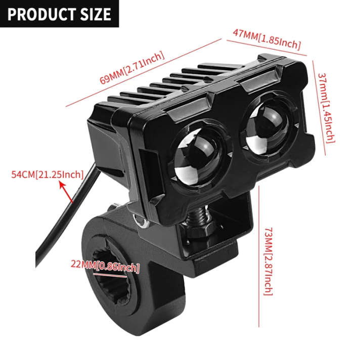 Motorcycle LED Headlight Light Racer Light Auxiliary DRL Headlamp Spotlight
