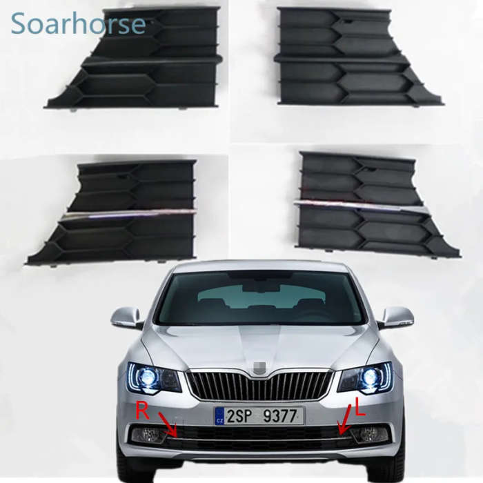 Front Lower Grille Bumper Vent Fog Lamp Light Cover Frame For Skoda Superb 2013-2015