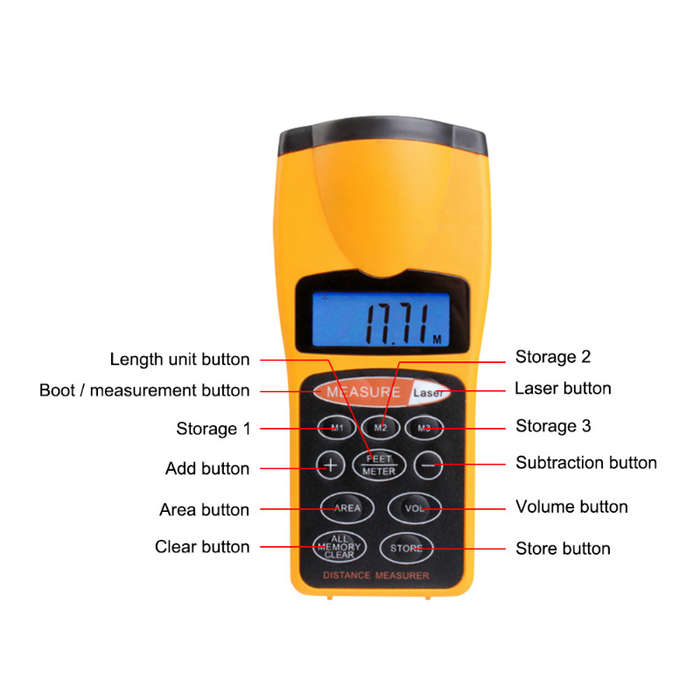 Digital Ultrasonic Laser Distance Meter Rangefinder 0.5m-18m