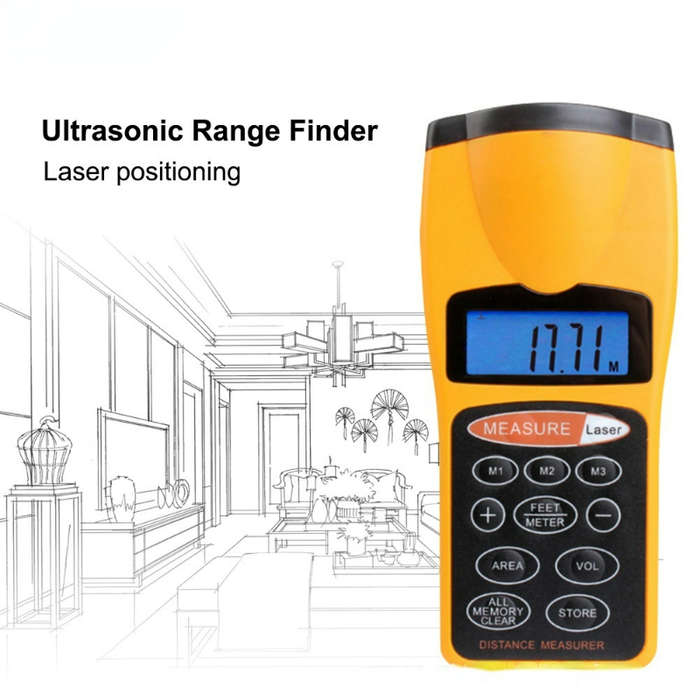 Digital Ultrasonic Laser Distance Meter Rangefinder 0.5m-18m