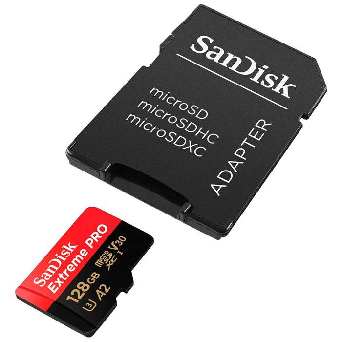 SanDisk Extreme Pro microSDXC 128GB + SD Adapter (170MB/s) A2 C10 V30 UHS-I U3