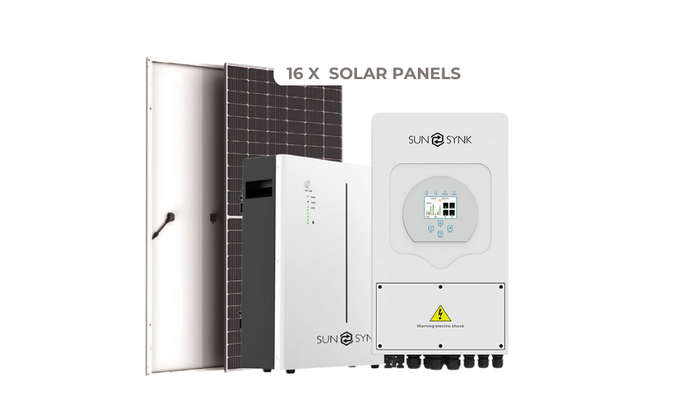 Sunsynk 5KW hybrid invertor + Sunsynk 10.65KW lithium battery  + 16 x 550 Watt solar panels