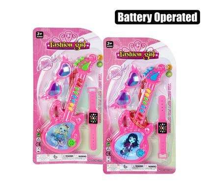 Musical guitar b/on sunglass & watch set