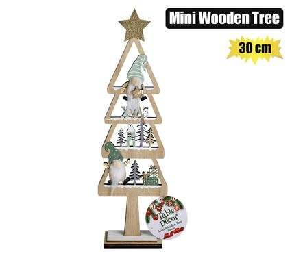 XMAS TABLE DECOR MINI WOODEN TREE 30cm