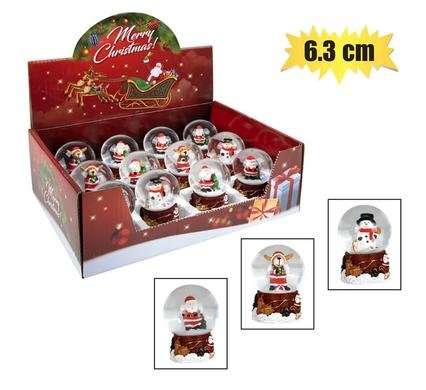 Xmas table decor snow globe assorted 6.3cm
