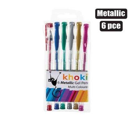 PEN NOVELTY GEL METALLIC 6 Piece