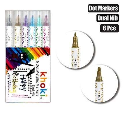 Dual Tip Dot & Glitter Marker, 12-piece