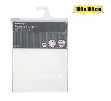 Shower curtain plastic w/12 hook 180x180cm