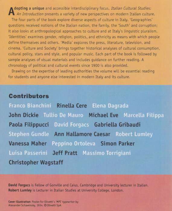 Italian Cultural Studies, an Introduction - Forgacs, David (ed); Lumley,