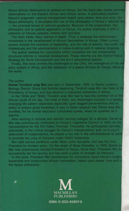 Kenya African Nationalism: Nyayo Philosophy and Principles - Moi, Daniel T.