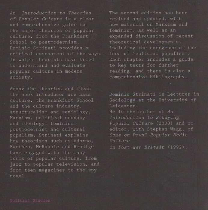An Introduction to Theories of Popular Culture. Second Edition. - Strinati, Dominic