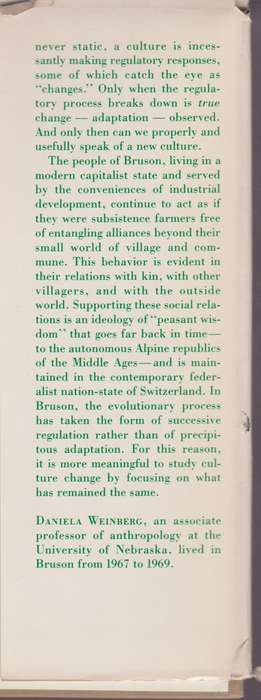 Peasant Wisdom: Cultural Adaptation in a Swiss Village - Weinberg, Daniella