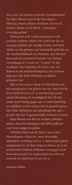 Politieke Kaarte op die Tafel: ParlementÃªre en ander Herinneringe - Basson, Japie