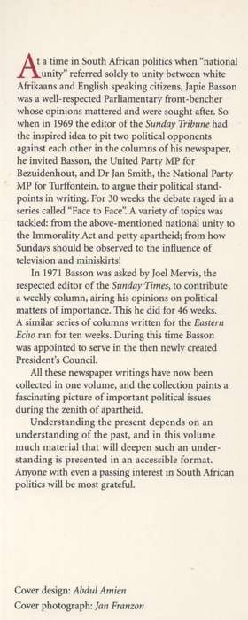 State of the Nation, As Viewed from a Front Bench in Parliament 1969 - Basson, Japie