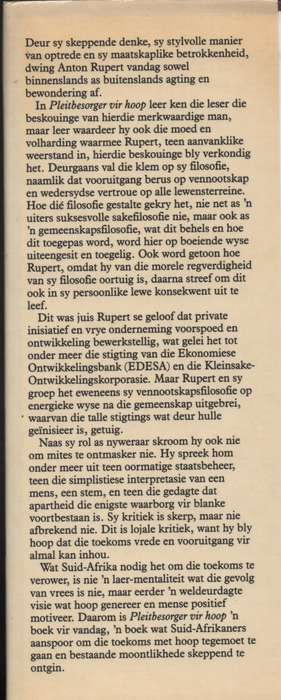 Anton Rupert: Pleitbesorger vir Hoop - Esterhuyse, W. P.