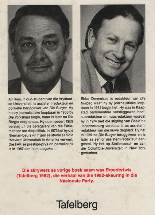 Leierstryd: Die dramas rondom die uittrede van pres. P. W. Botha - Ries, Alf; Dommisse, Ebbe