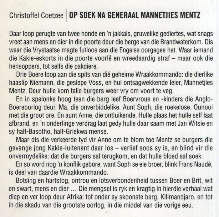 Op soek na Generaal Mannetjies Mentz SECONDHAND - Coetzee, Christoffel