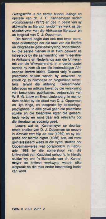 Getuigskrifte: Lesings en Opstelle - Kannemeyer, J. C.