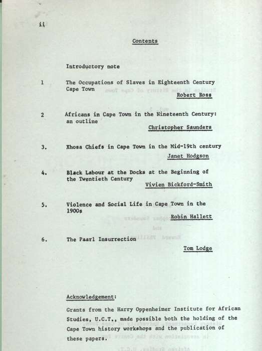 Studies in the History of Cape Town. Volume 2 - Saunders, Christopher (ed);