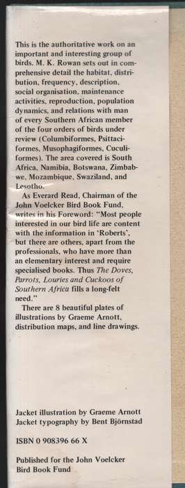 The Doves, Parrots, Louries and Cuckoos of Southern Africa - Rowan, M. K.