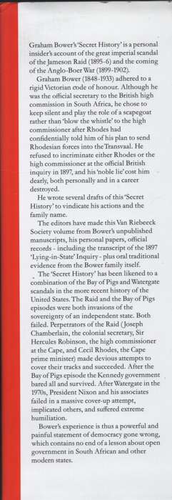 Sir Graham Bower's Secret History of the Jameson Raid and the South  - Bower, Graham; Schreuder, De