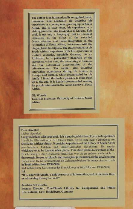 An Academic Life Over Continents. Reflections of an Afrikaner on the - Booyesen, Hercules
