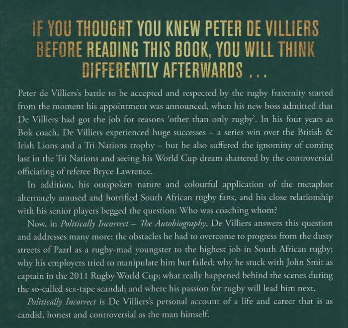 Politically Incorrect: The Autobiography - De Villiers, Peter
